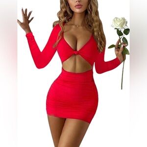 Red long sleeve dress